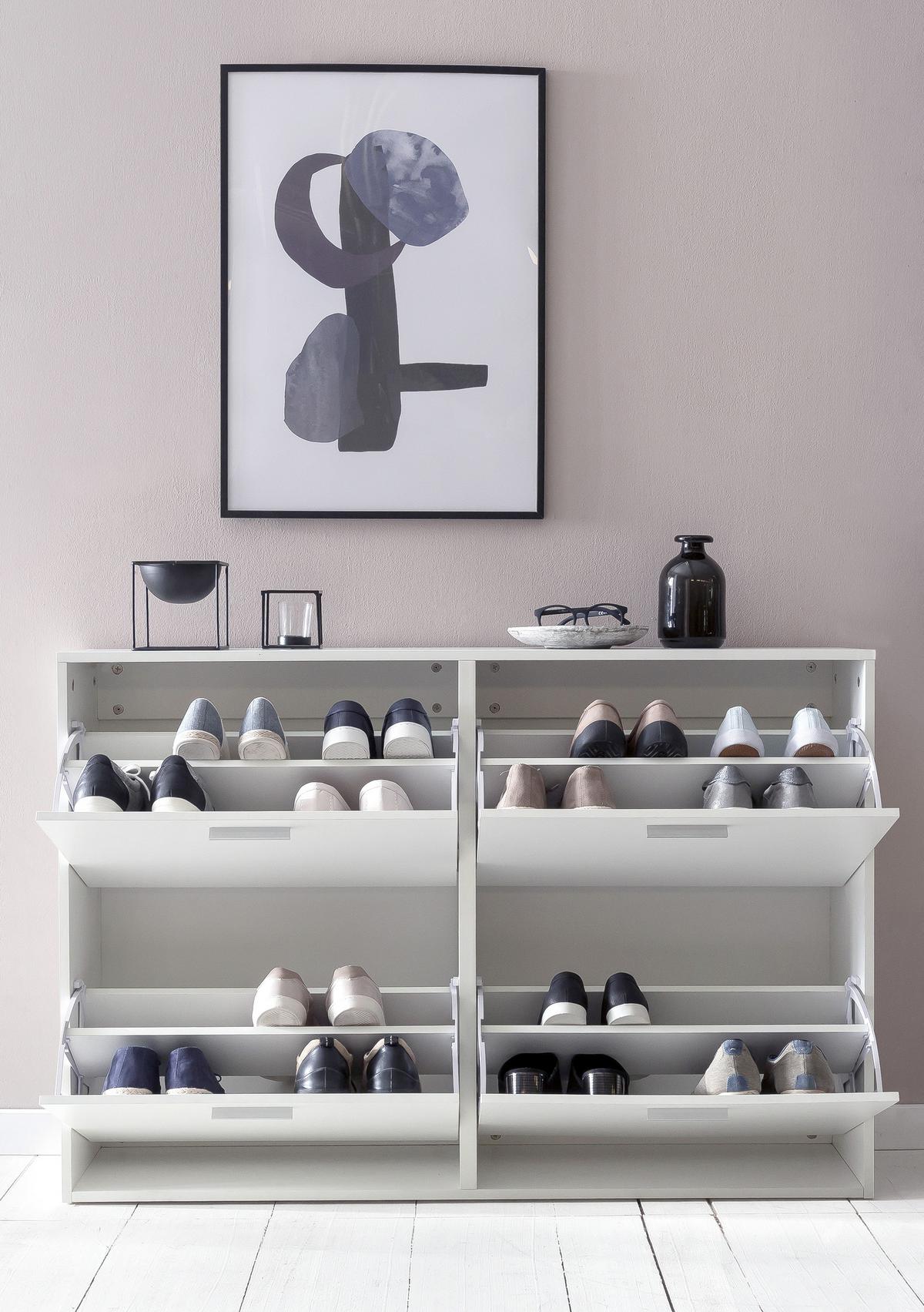 Omara Za Čevlje Sonoma, Bela - srebrne barve/bela, Konvencionalno, kovina/leseni material (120/81/24cm) - MID.YOU