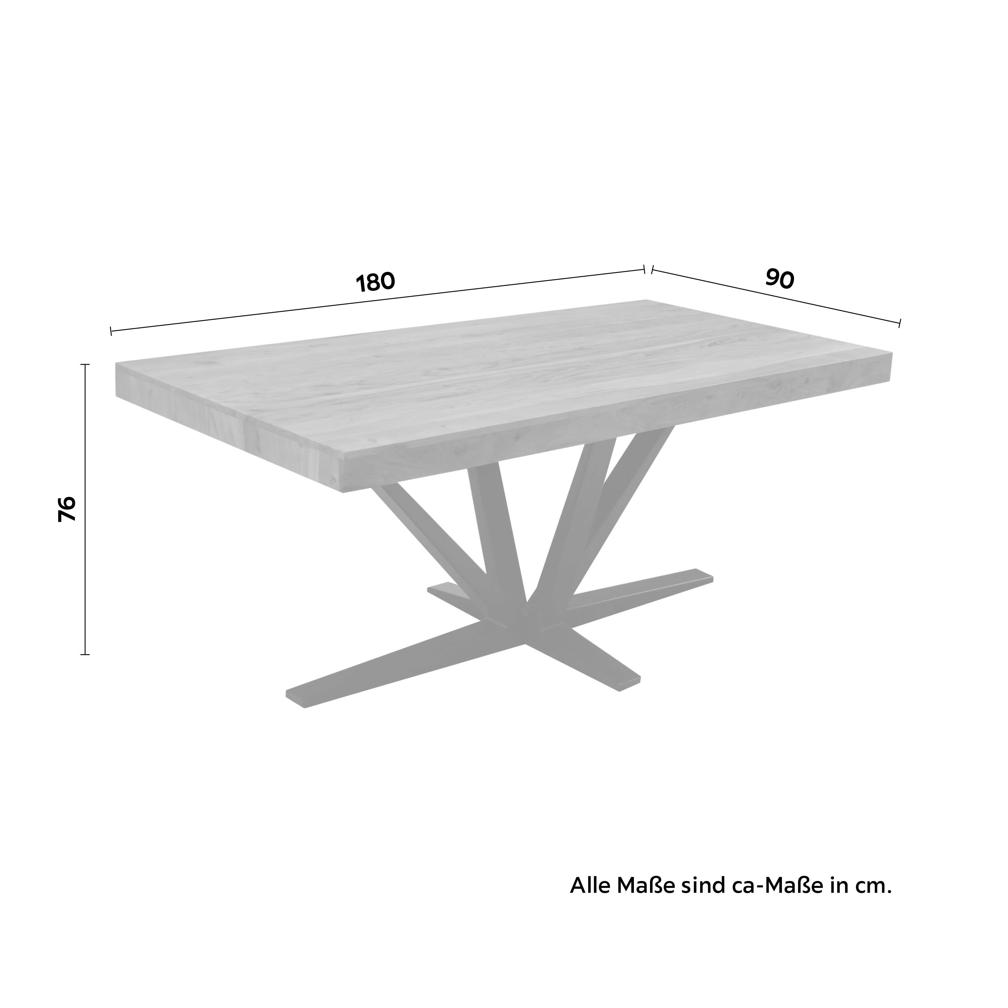 MATBORD VECTOR - svart/akaciefärgad, Modern, metall/trä (180/76/90cm) - Mömax