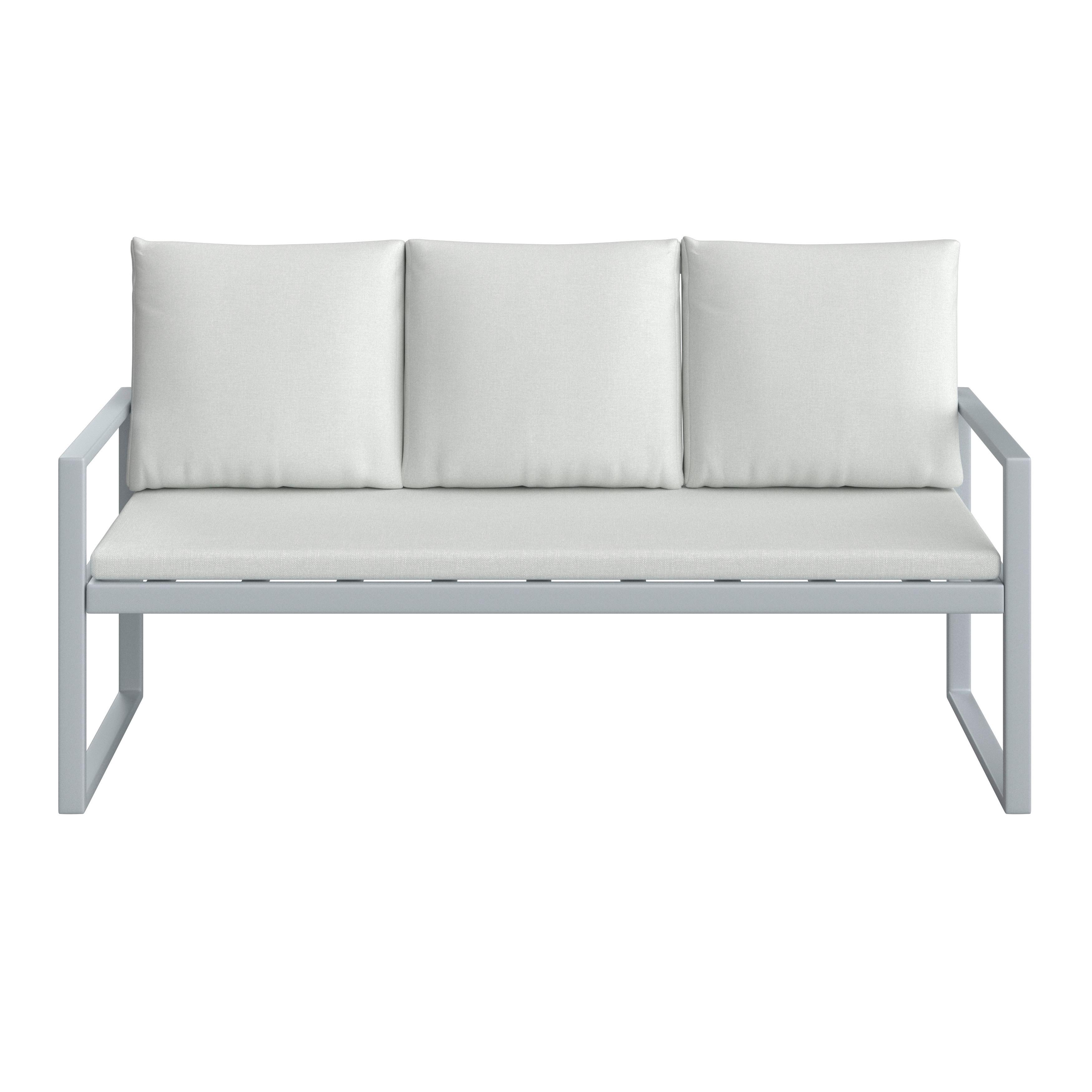 LOUNGEGRUPP ARIELLA - ljusgrå/akaciefärgad, Modern, metall/trä (160/88/65cm) - Bessagi Garden