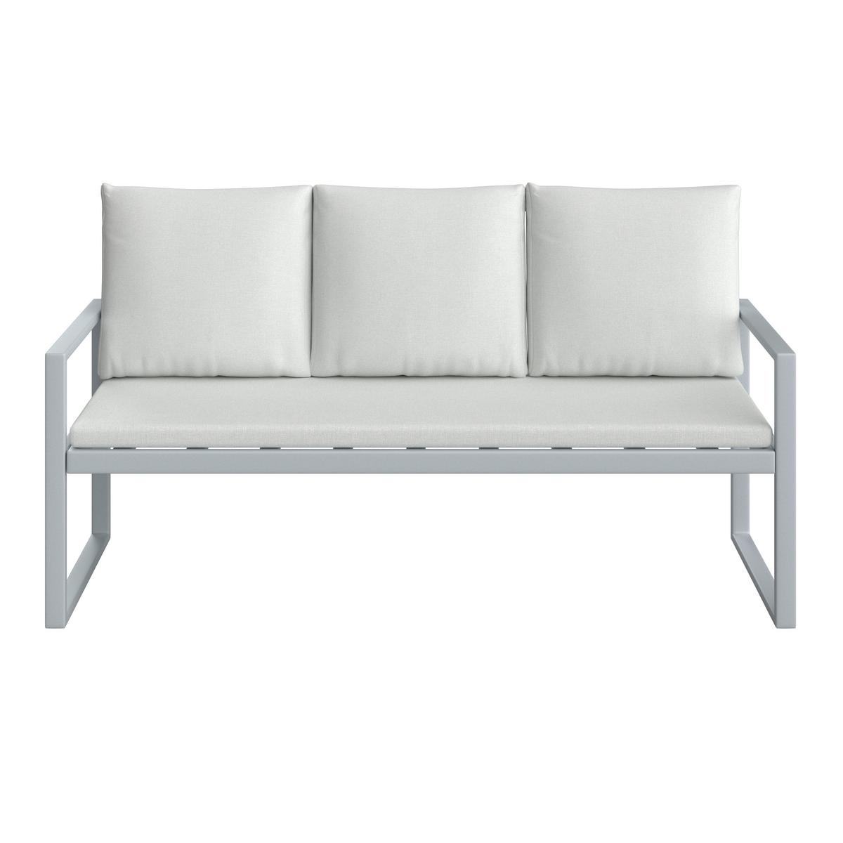 Loungegarnitur Ariella Hellgrau Outdoorstoff/Metall - Hellgrau/Akaziefarben, MODERN, Holz/Textil (160/88/65cm) - Bessagi Garden