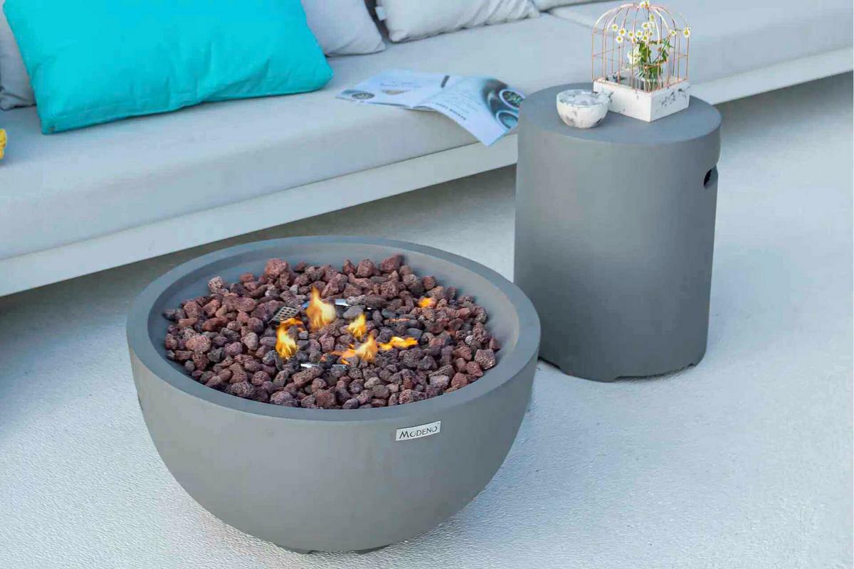 Feuerstelle Nantucket Hellgrau - Hellgrau, KONVENTIONELL, Stein/Metall (67/67/35cm) - Gardenson