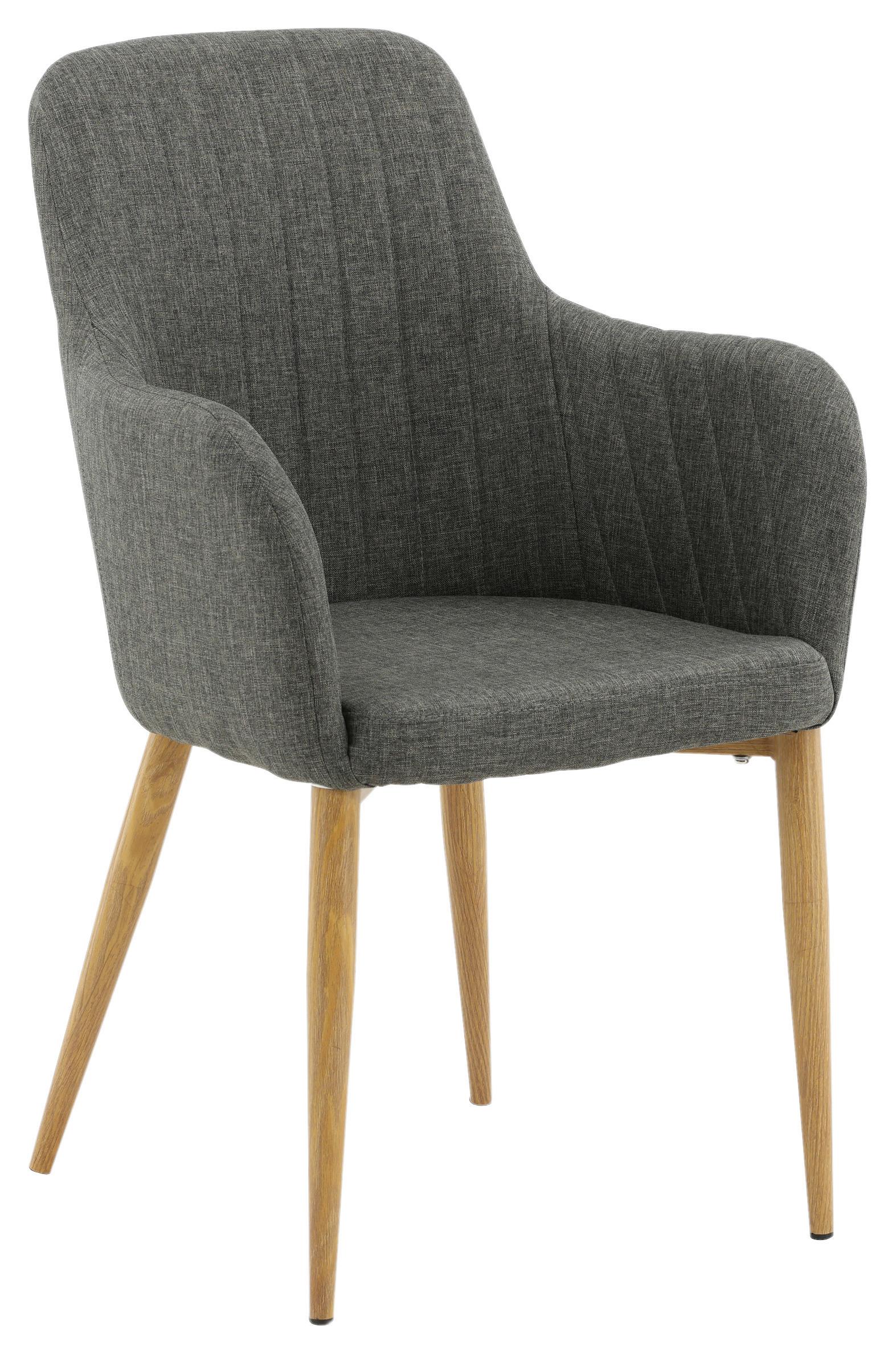 STUHL-SET COMFORT - Dunkelgrau/Naturfarben, Design, Textil/Metall (57/93/62cm) - Livetastic