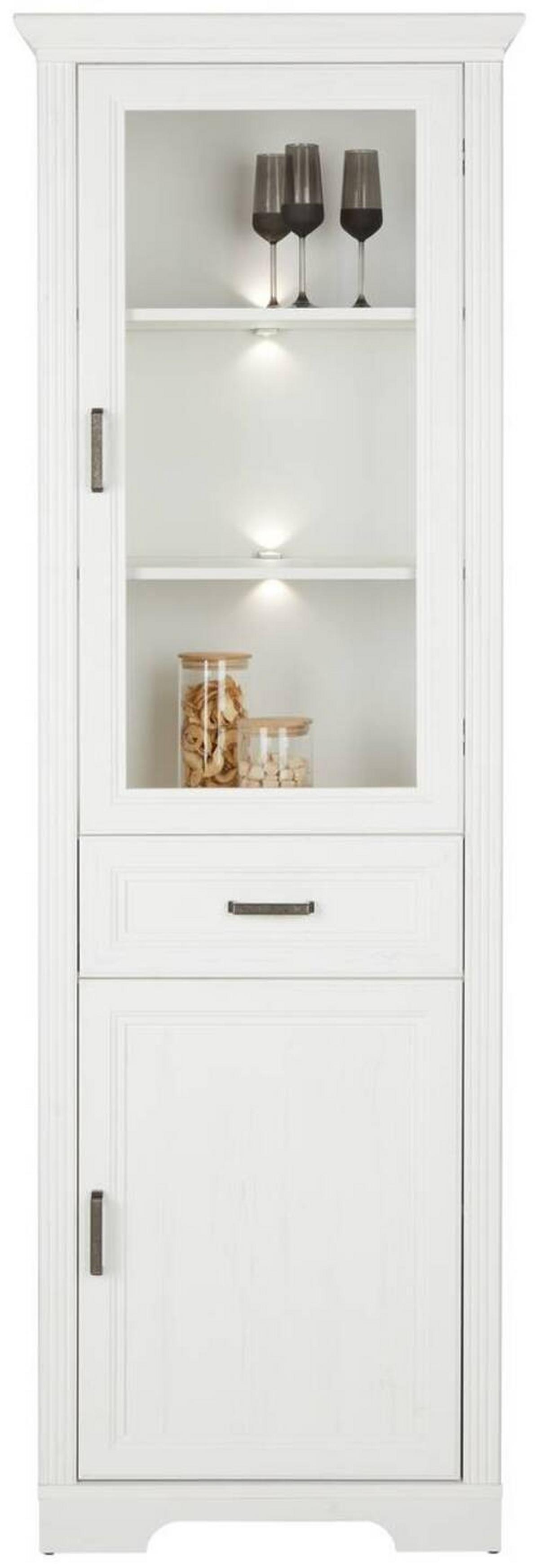 Vitrine in Weiss - Pinienfarben, Romantik / Landhaus, Holzwerkstoff/Metall (66/204/42cm) - Zandiara