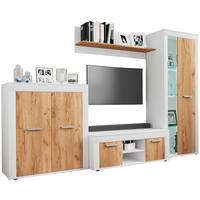WOHNWAND USILO L WW - Honigeiche/Weiss, Design, Glas/Holzwerkstoff (242/159/37cm) - MID.YOU