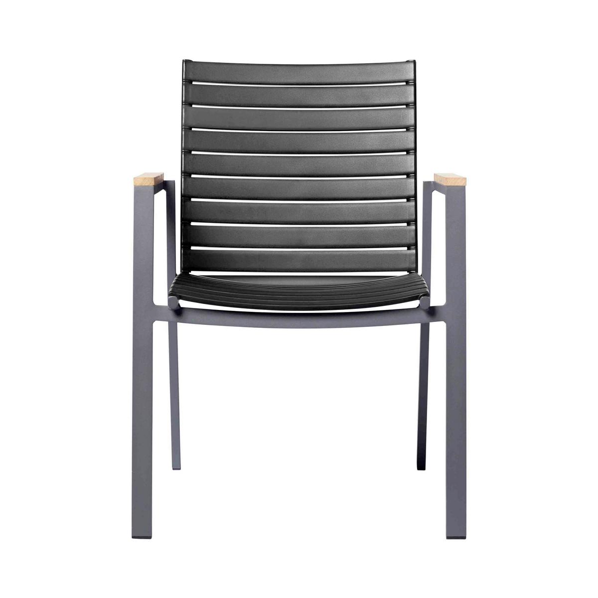 Gartensessel Mood Extreme Anthrazit/Teakholz stapelbar - Anthrazit/Schwarz, KONVENTIONELL, Holz/Kunststoff (56,5/84/62cm) - Gardenson