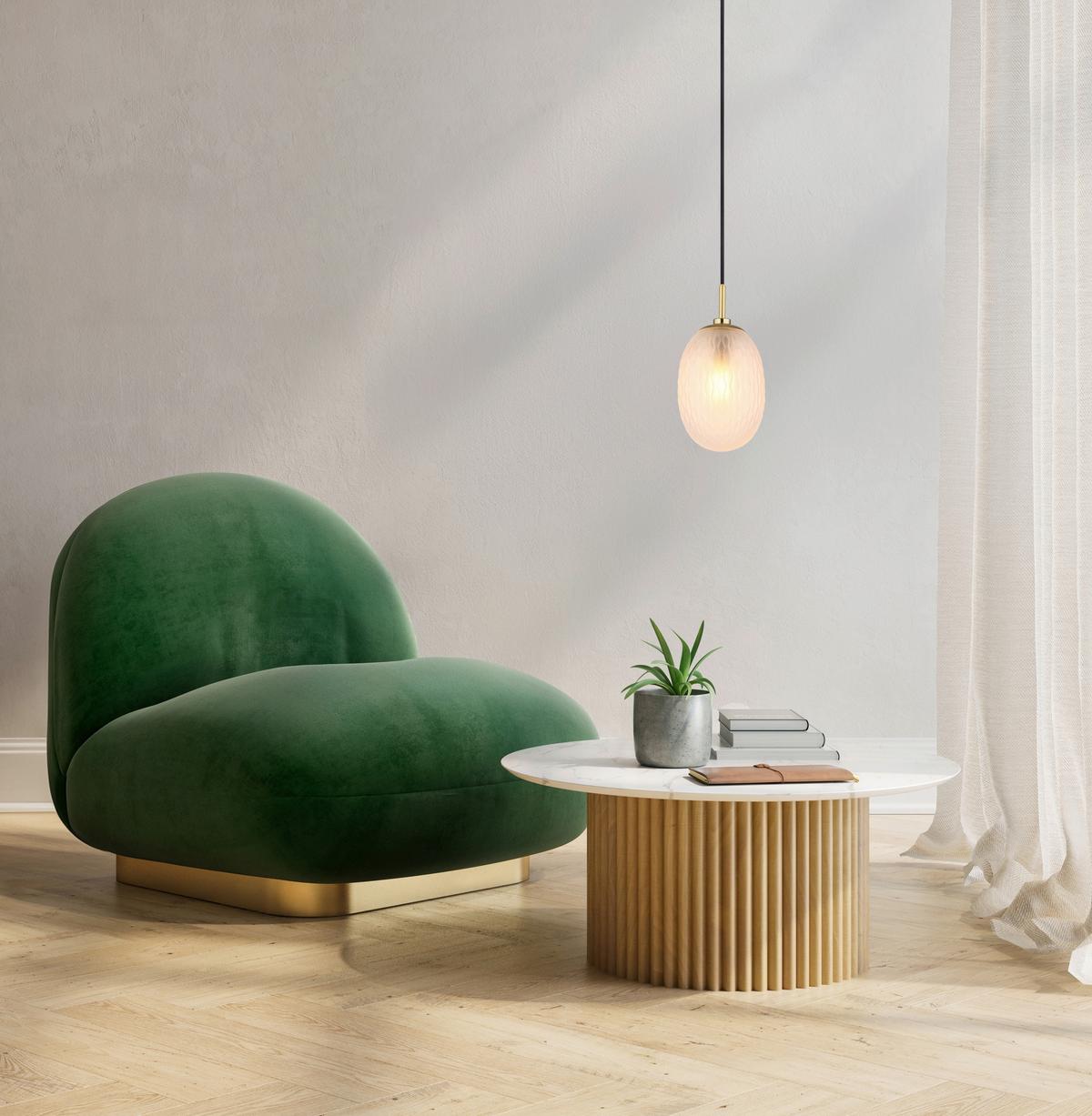 HÄNGELEUCHTE 15899H2 - Weiss/Goldfarben, Basics, Glas/Textil (15/120cm) - Globo