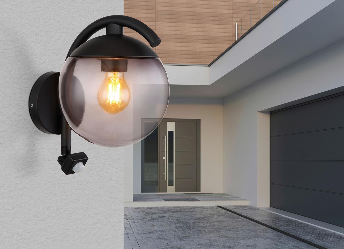 AUSSENWANDLEUCHTE 31811S - Schwarz, Basics, Glas/Metall (20/26/30cm) - Globo