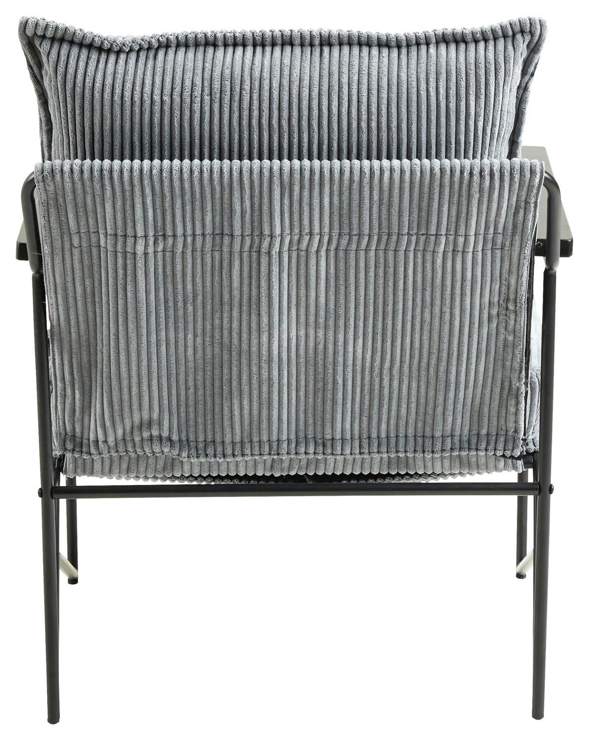 fauteuil de lounge in Grau/Schwarz - gris/noir, Modern, métal/textile (85/81/68cm) - Premium Living