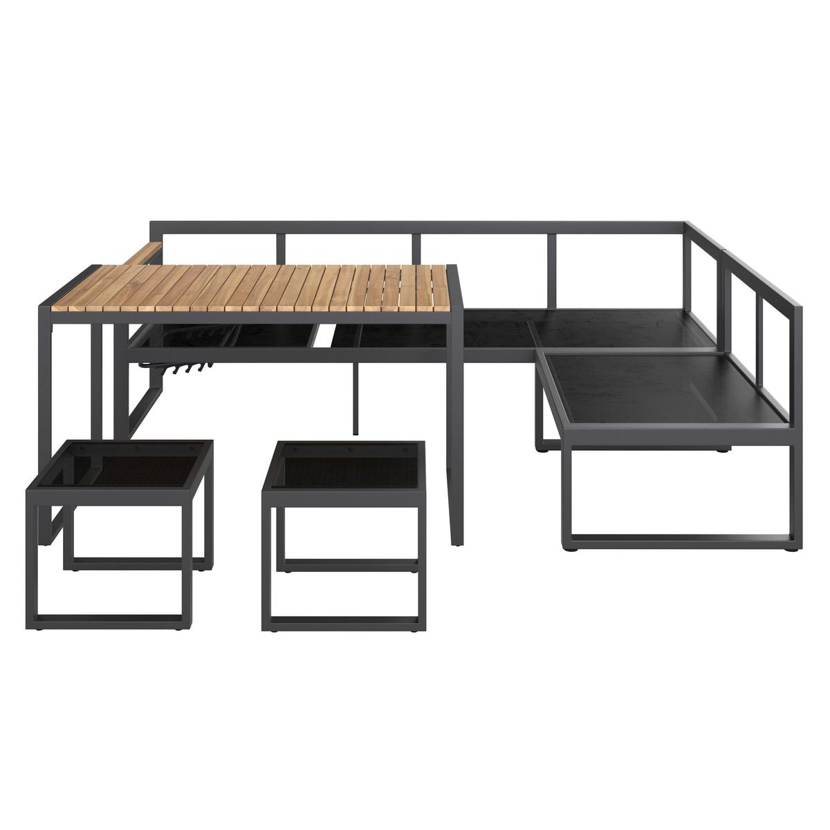 KOMPLET OGRODOWY LINA - kolor akacjowy/antracytowy, Konventionell, metal/drewno (213/160cm) - Mömax