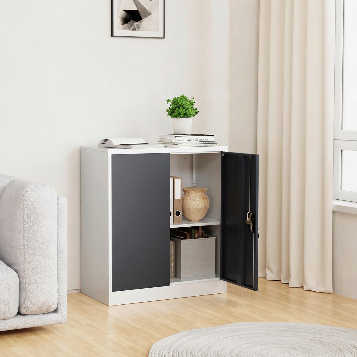 Aktenschrank Malivo - Weiss/Anthrazit, Konventionell, Metall (80/90/40cm) - MID.YOU