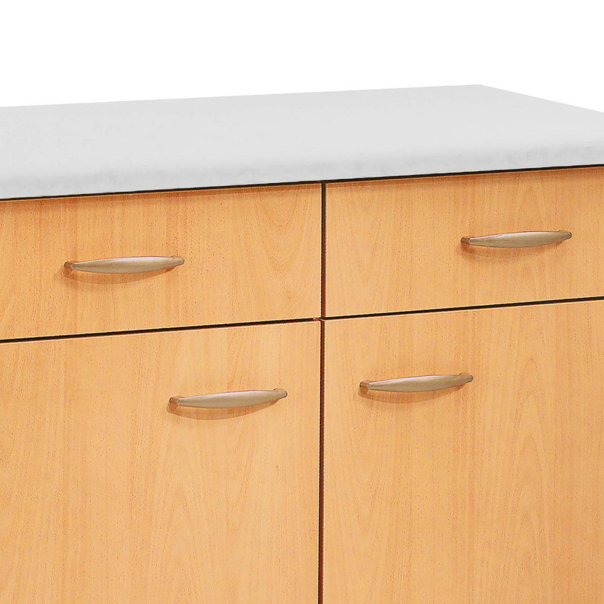 Küchenunterschrank in Buchefarbe 'Nano' - Edelstahlfarben/Beige, MODERN, Holzwerkstoff/Kunststoff (100/85/57cm) - FlexWell