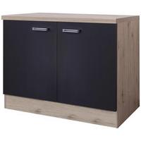 Spodnja Omarica Za Korito Milano, Antracit, Hrast, Š.100 - barve nerjavečega jekla/barve hrasta, Moderno, kovina/leseni material (100/86/60cm) - FlexWell
