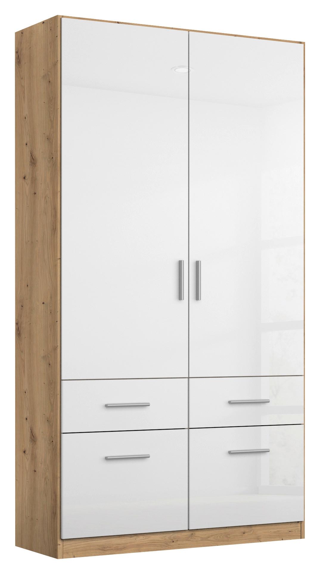 Ruhásszekrény Fehér-tölgy Szín Celle - tölgyfa színű/alumíniumszínű, Modern, műanyag/fa (91/197/54cm)