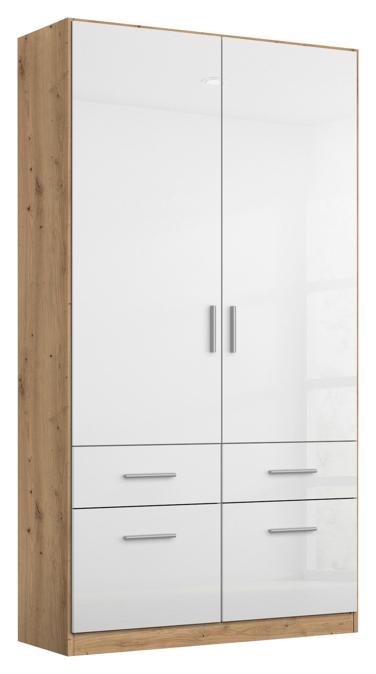 Ruhásszekrény Fehér-tölgy Szín Celle - tölgyfa színű/alumíniumszínű, Modern, műanyag/fa (91/197/54cm)
