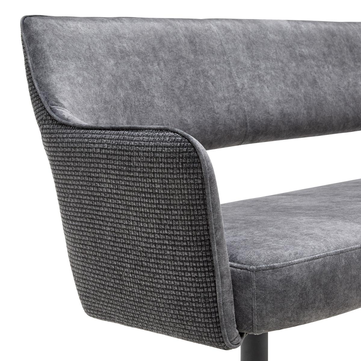 Sitbank Valletta Anthrazit/Schwarz - Anthrazit/Schwarz, MODERN, Textil/Metall (170/85/61cm) - Premium Living