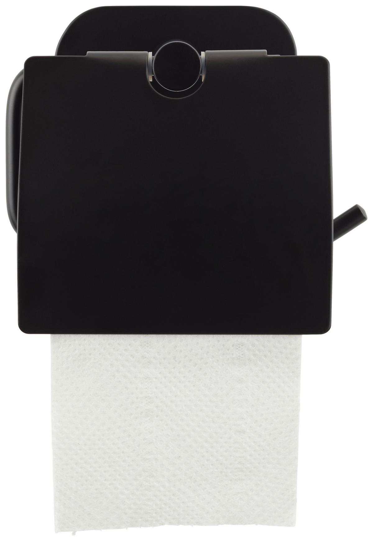 Toilettenpapierhalter aus Metall in Schwarz - Schwarz, Modern, Metall (14/12,5/7cm) - Mömax