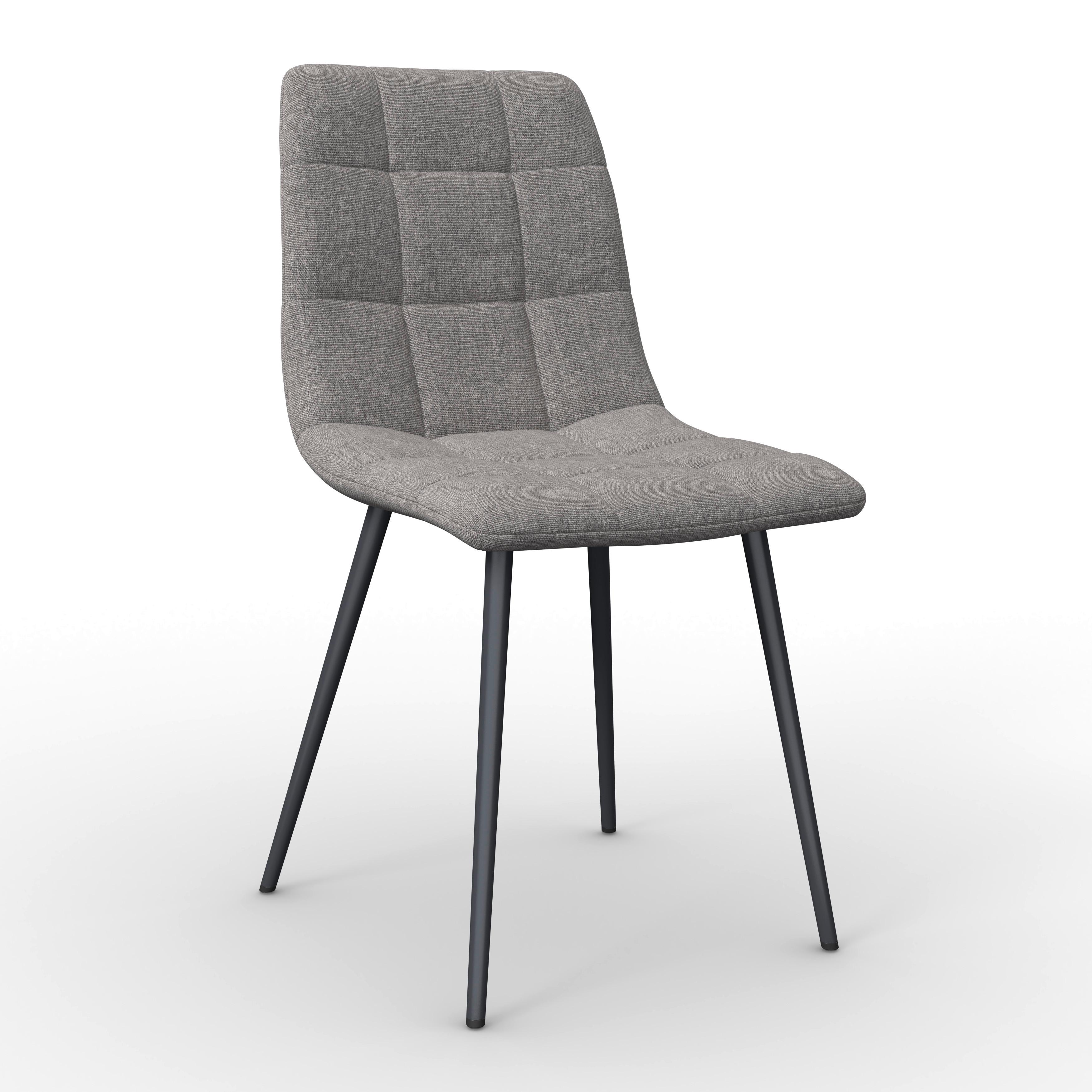 Stuhl Ria Grau Mikrofaser Gepolstert - Schwarz/Grau, MODERN, Textil/Metall (44/87/54cm) - Bessagi Home