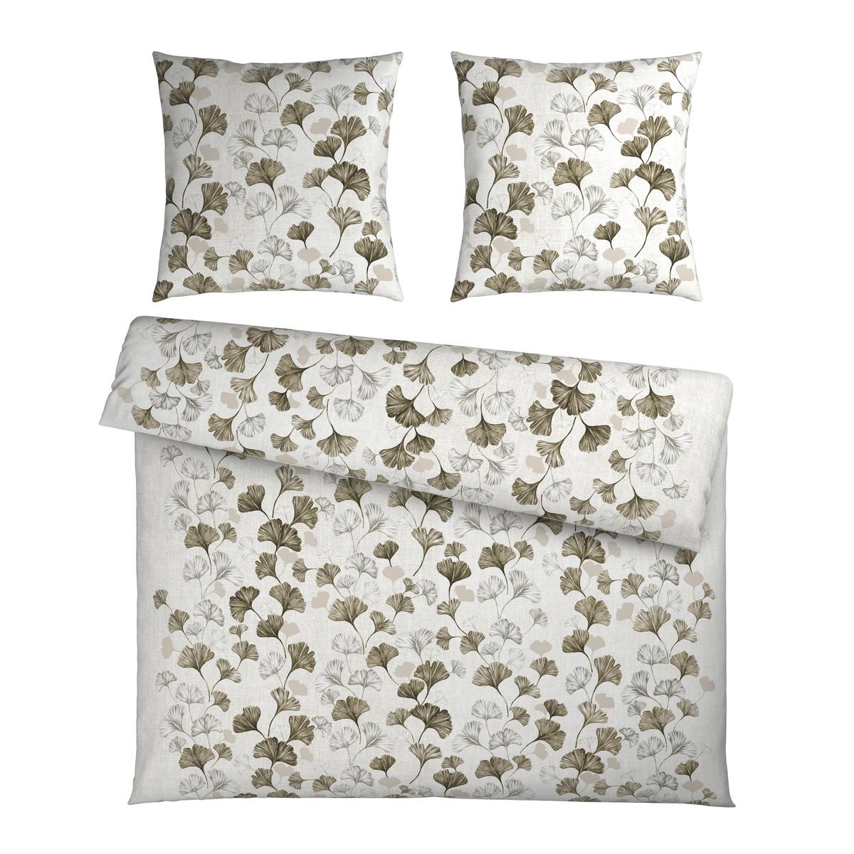 Bettwäsche Yuki XXL Weiß/Grün ca. 200x200cm - Weiß, MODERN, Textil (200/200cm) - Mömax