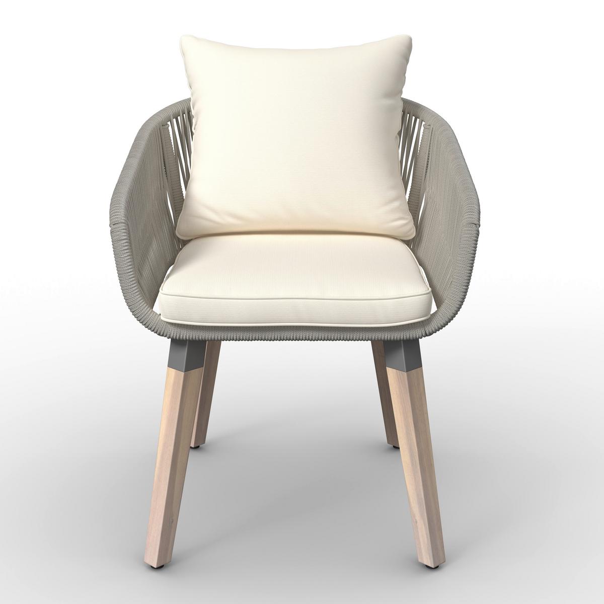 Loungegarnitur Elodie Grau Echtholz/Textil - Greige/Creme, Modern, Holz/Kunststoff - Bessagi Garden