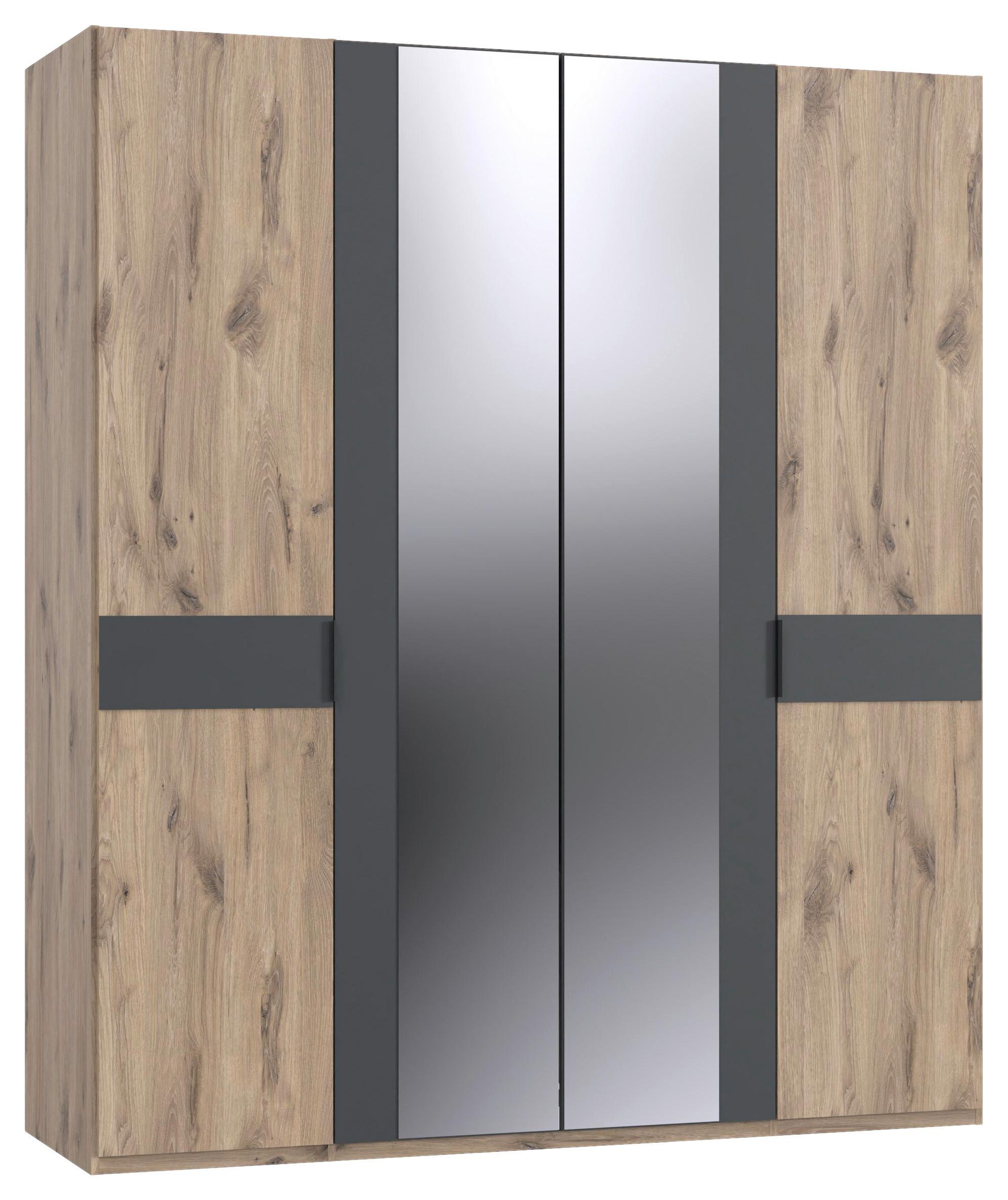 Drehtürenschrank Bergamo Graphit-/Eichefarben - Eichefarben/Schwarz, KONVENTIONELL, Holzwerkstoff/Kunststoff (180/208/58cm) - Based