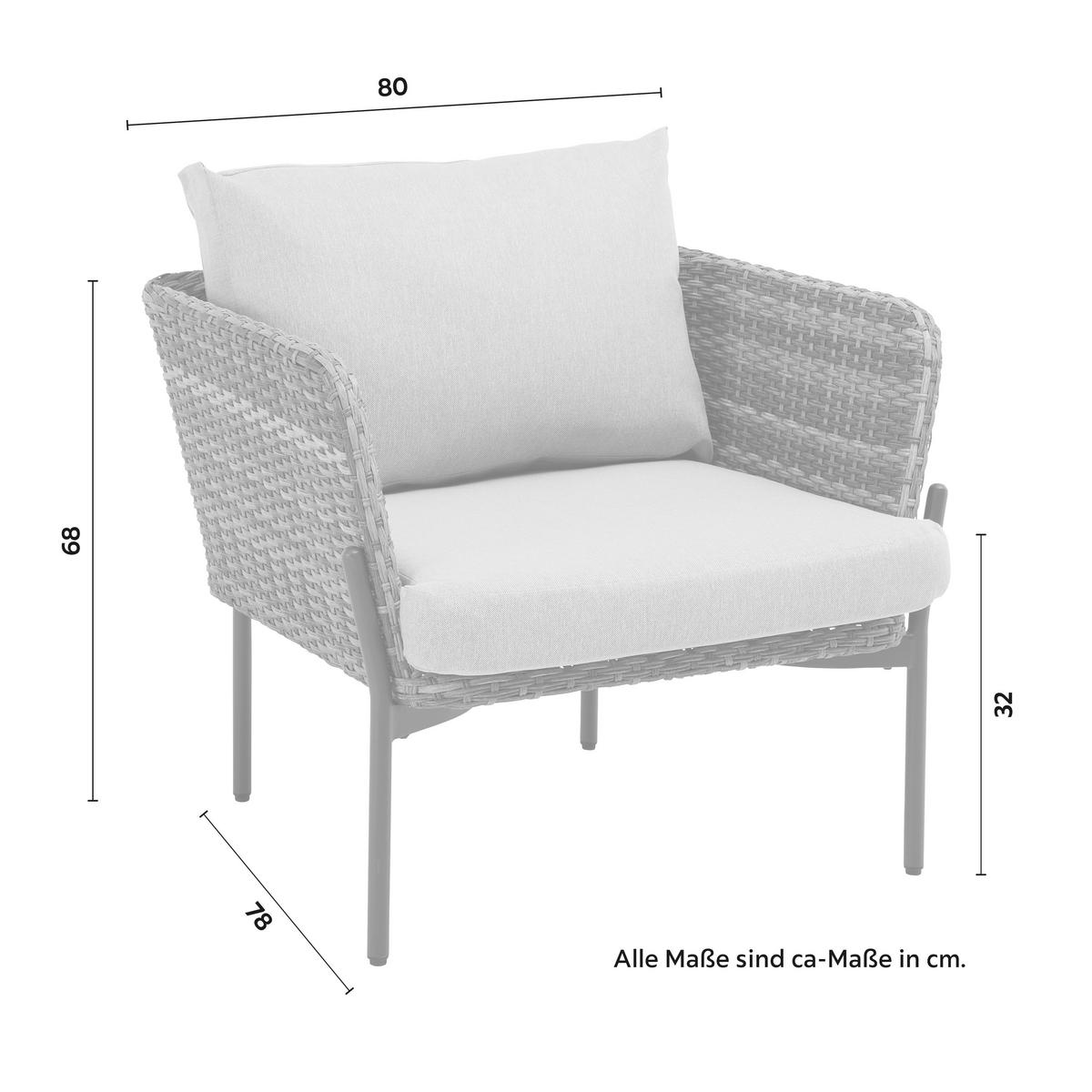 Loungegarnitur Zophia Grau Outdoorstoff/Metall/Glas - Dunkelgrau/Schwarz, MODERN, Glas/Kunststoff (150/68/70cm) - Bessagi Garden