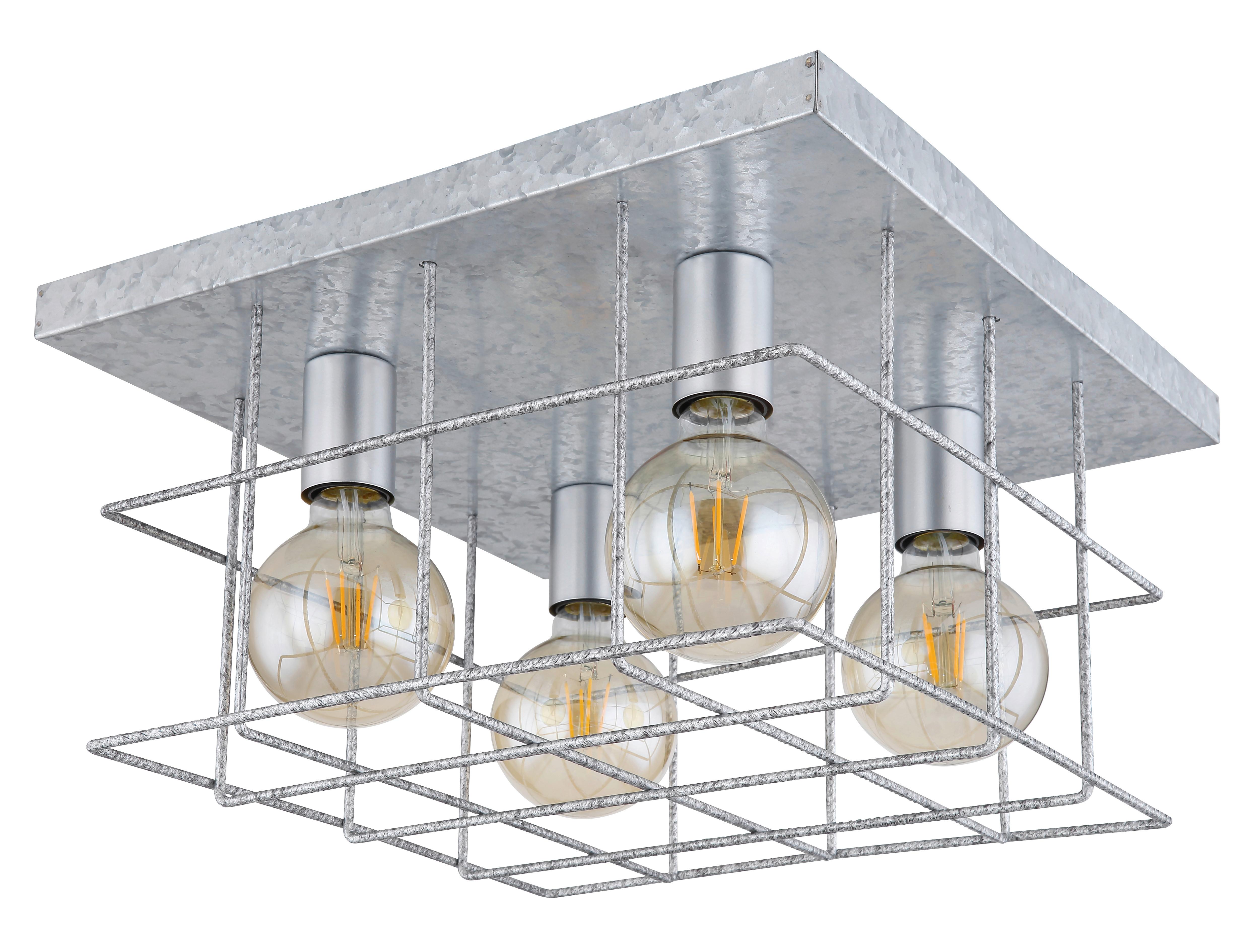 Deckenleuchte Merril Zinkfarben max. 60 Watt - Zinkfarben, Design, Metall (40/40/26cm) - Globo