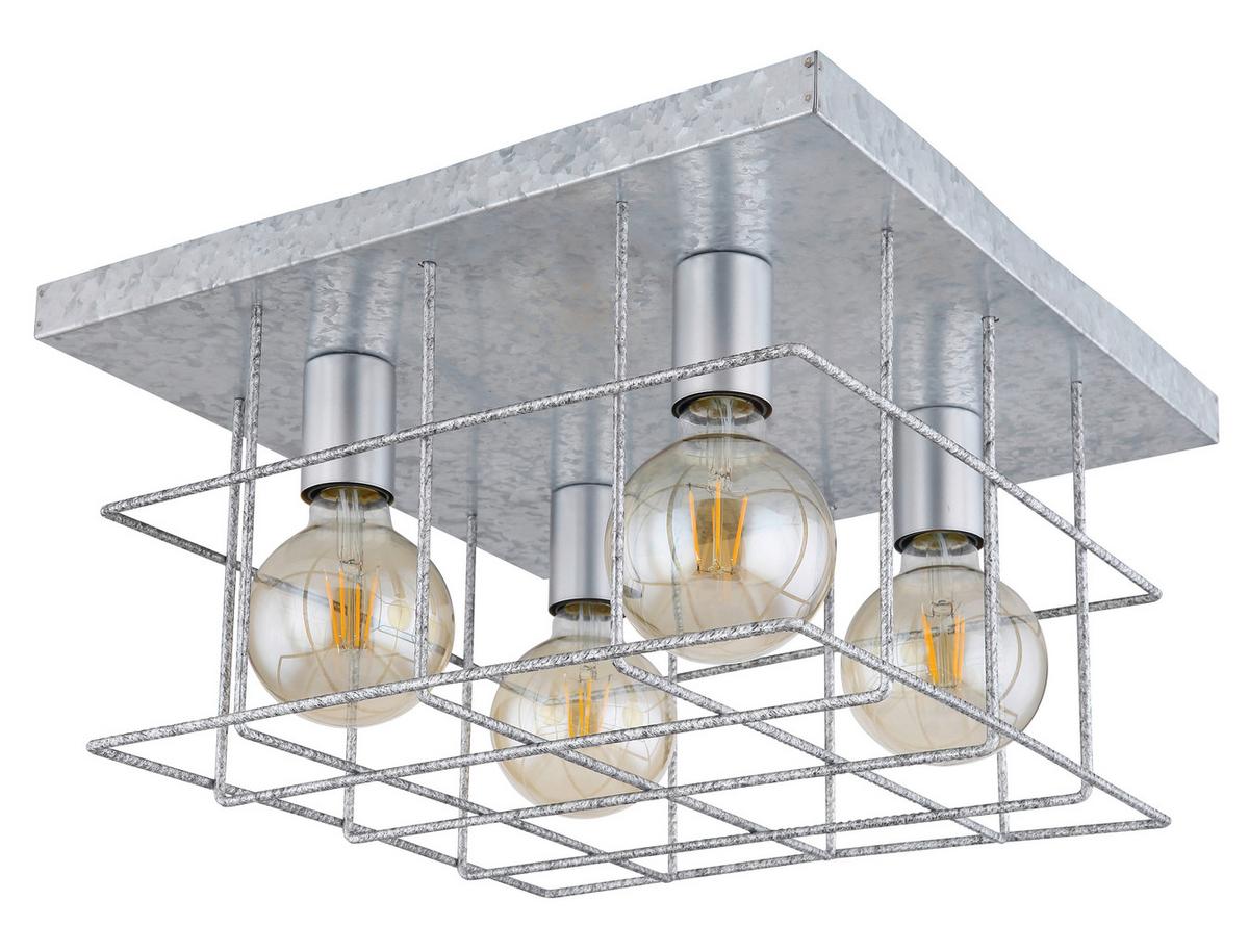 Deckenleuchte Merril Zinkfarben max. 60 Watt - Zinkfarben, Design, Metall (40/40/26cm) - Globo