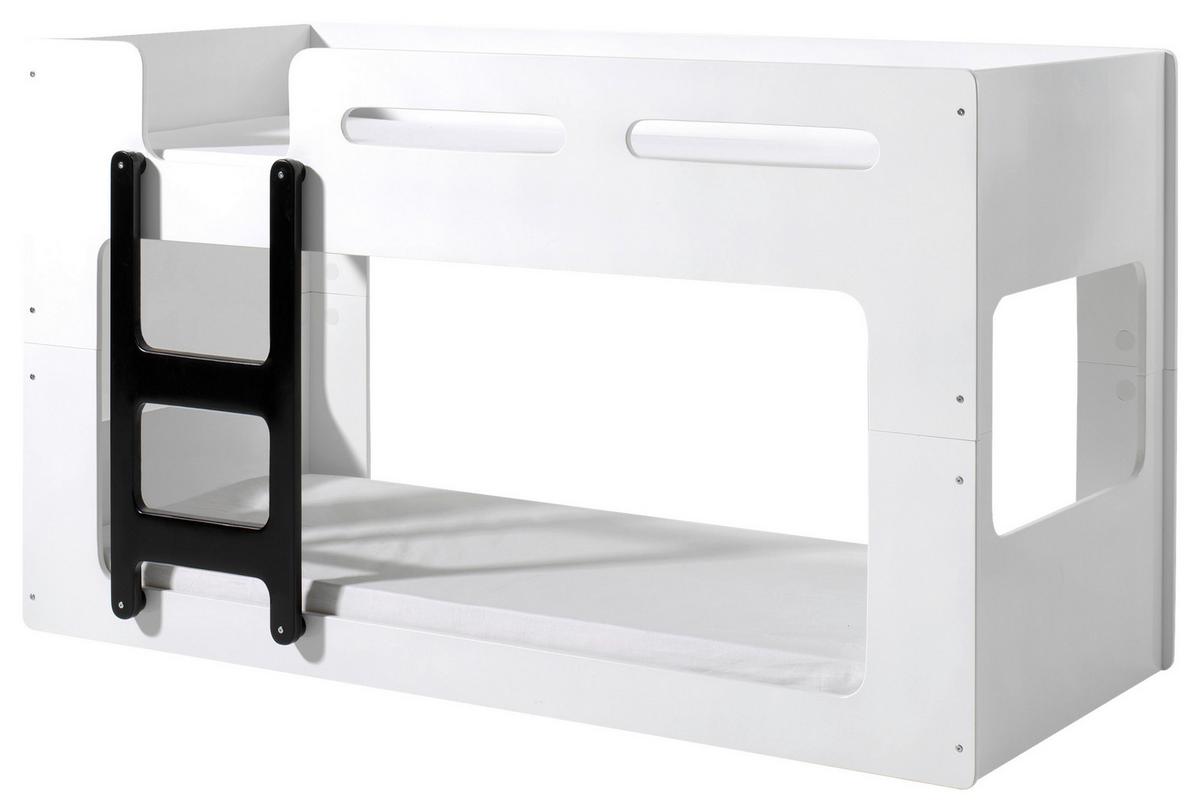 Stockbett Luca inkl. Leiter Weiß ca. 90x200cm - Weiß, KONVENTIONELL, Holzwerkstoff (90/200cm) - Vipack
