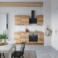 Küchenblock Structura High m. Geräten Eiche dunkel - Eiche dunkel/Schwarz, MODERN, Holzwerkstoff/Metall (210cm) - Nobilia