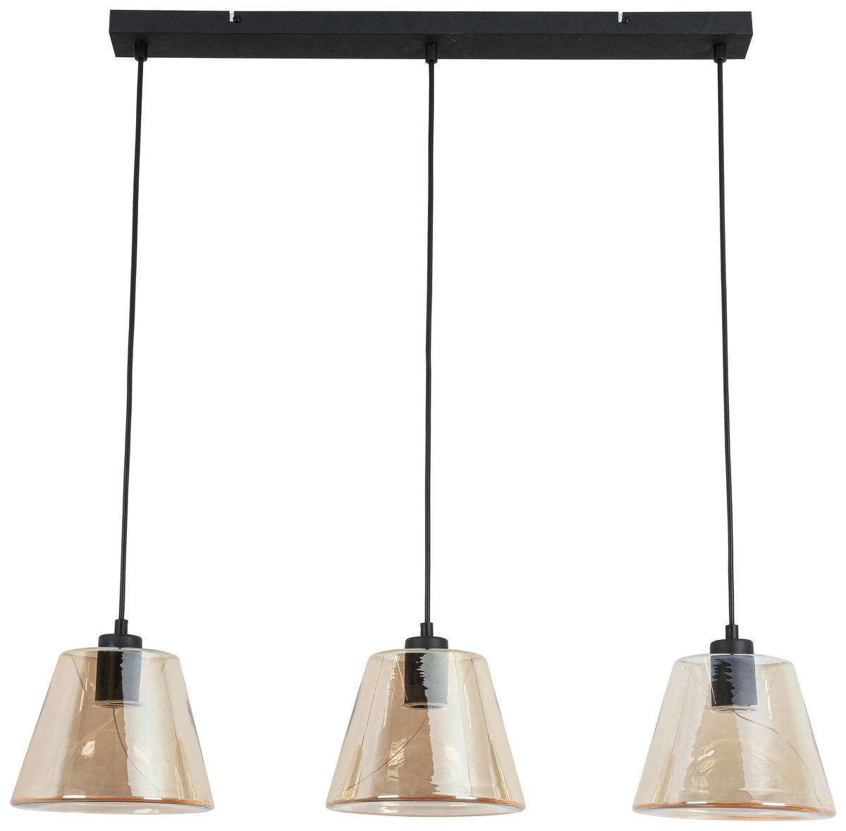 LED Függőlámpa Jom - fekete/borostyánszínű, Modern, műanyag/Üveg (79/19/120cm) - Mömax