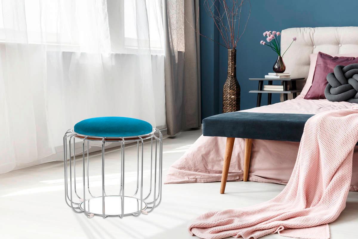 BEISTELLTISCH JXYCP - Silberfarben/Petrol, Basics, Glas/Holzwerkstoff (50/50/45cm) - Kayoom