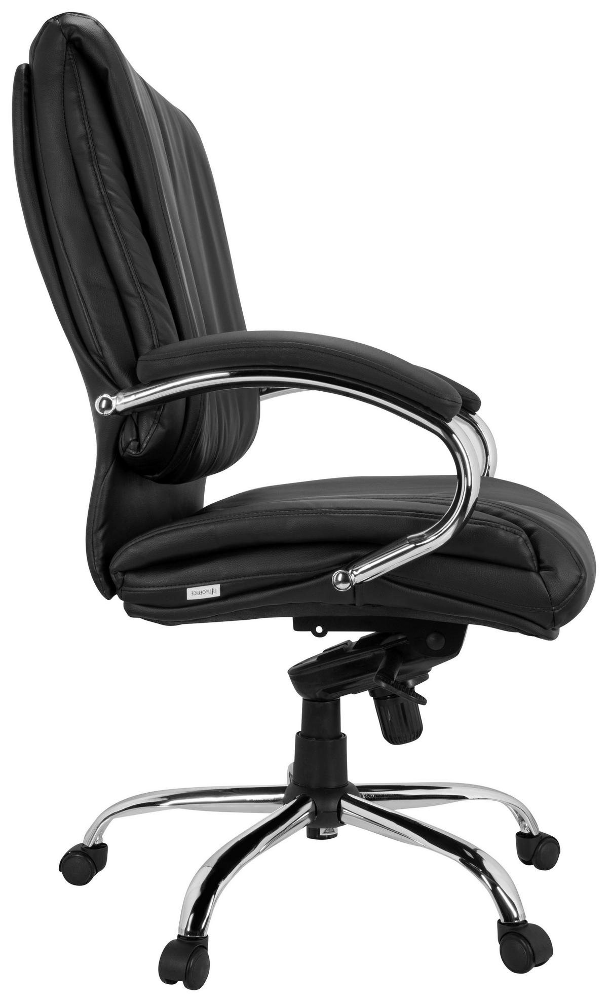 Pisarniški Stol Xxl H 100 Pu, Črna - srebrne barve/črna, Basics, kovina/umetna masa (66/113/70cm) - MID.YOU