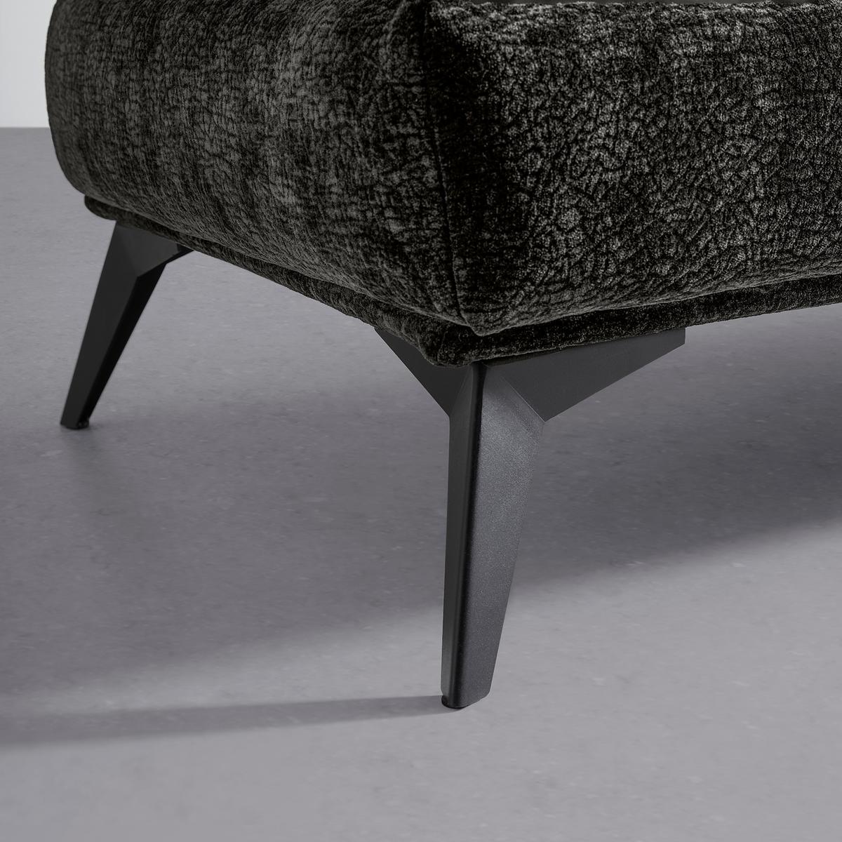 Hocker Ottawa Dunkelbraun Strukturstoff - Dunkelbraun/Schwarz, MODERN, Textil/Metall (122/47/68cm) - Premium Living