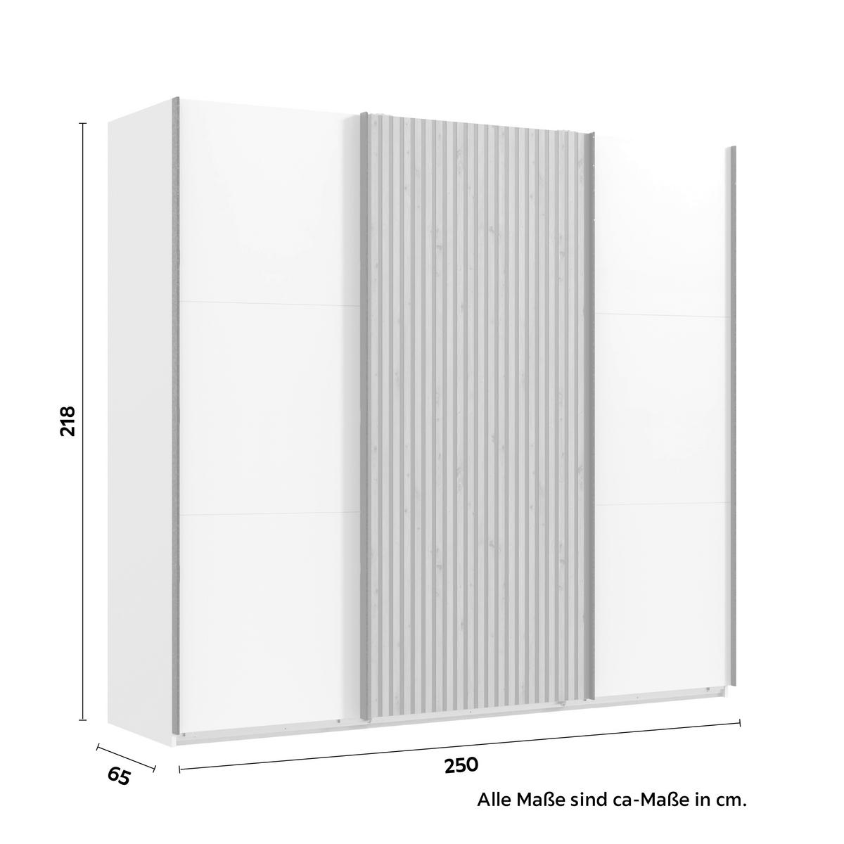 Schwebetürenschrank Andorra Eichefarben ca. 250x218x65cm - Eichefarben/Graphitfarben, KONVENTIONELL, Holzwerkstoff/Metall (250/218/65cm) - Premium Living