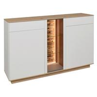 Sideboard Halvar Weiß/Eiche Artisan - Weiß/Eiche Artisan, MODERN, Glas/Holz (159/96/42cm) - Premium Living