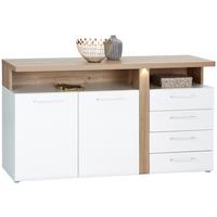 Comodă cu uși VIOLA - alb/culoare lemn stejar, Modern, plastic/metal (163,2/85,9/43,2cm) - Premium Living