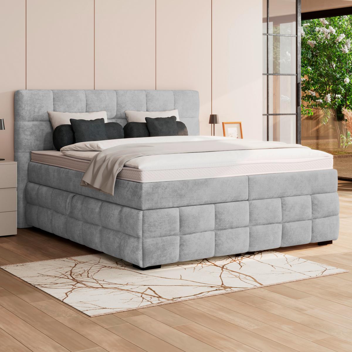 PAT BOX VEGA - gri deschis/verde, Trend, lemn/textil (160/200cm) - Modern Living