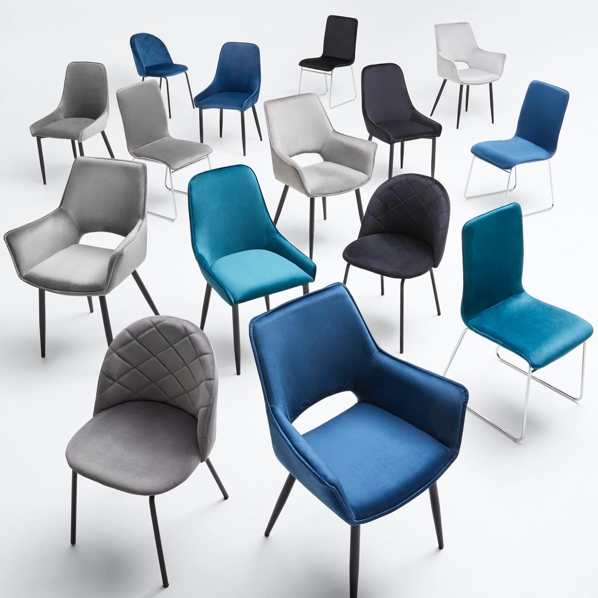 Stuhl Selina Schwarz Samt Gepolstert - Schwarz, MODERN, Holz/Textil (48,5/78/54cm) - Bessagi Home