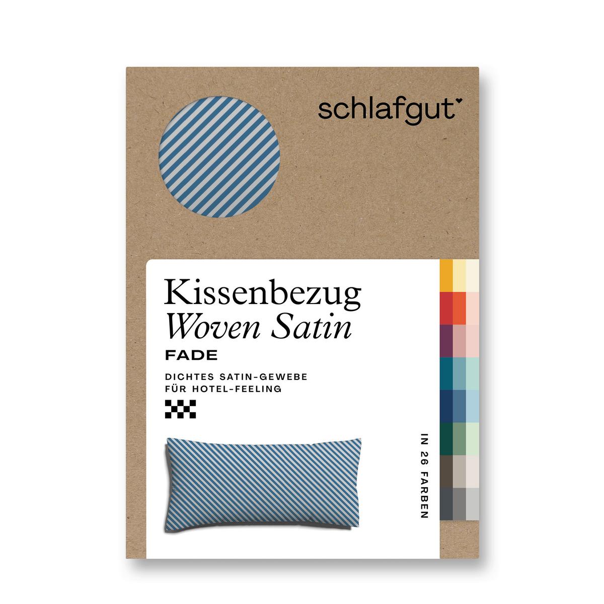Kopfpolsterbezug Woven Satin Blau/Hellgrau ca. 40x80cm - Blau/Hellgrau, Basics, Textil (40/80cm) - Schlafgut