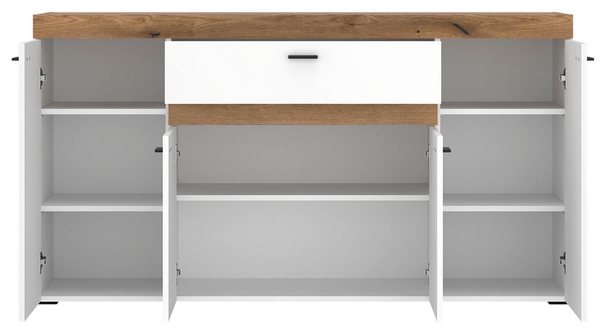 Sideboard Kiro Alpinweiß/Coast Evoke - Schwarz, MODERN, Holzwerkstoff/Metall (160/86/42cm) - Mömax