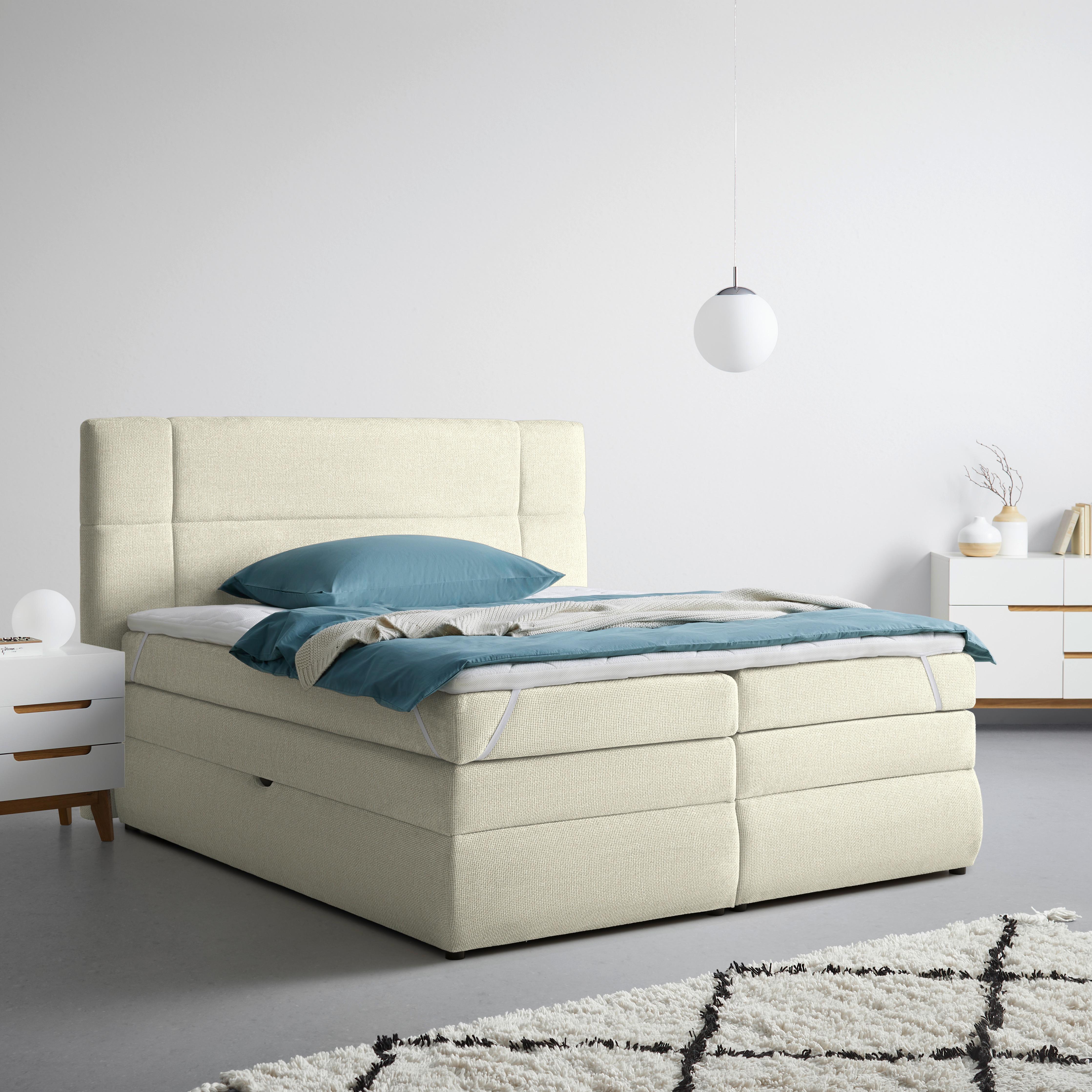 Boxspringbett Palace Weiß ca. 180x200cm - Weiß, KONVENTIONELL, Kunststoff/Textil (180/200cm) - Premium Living