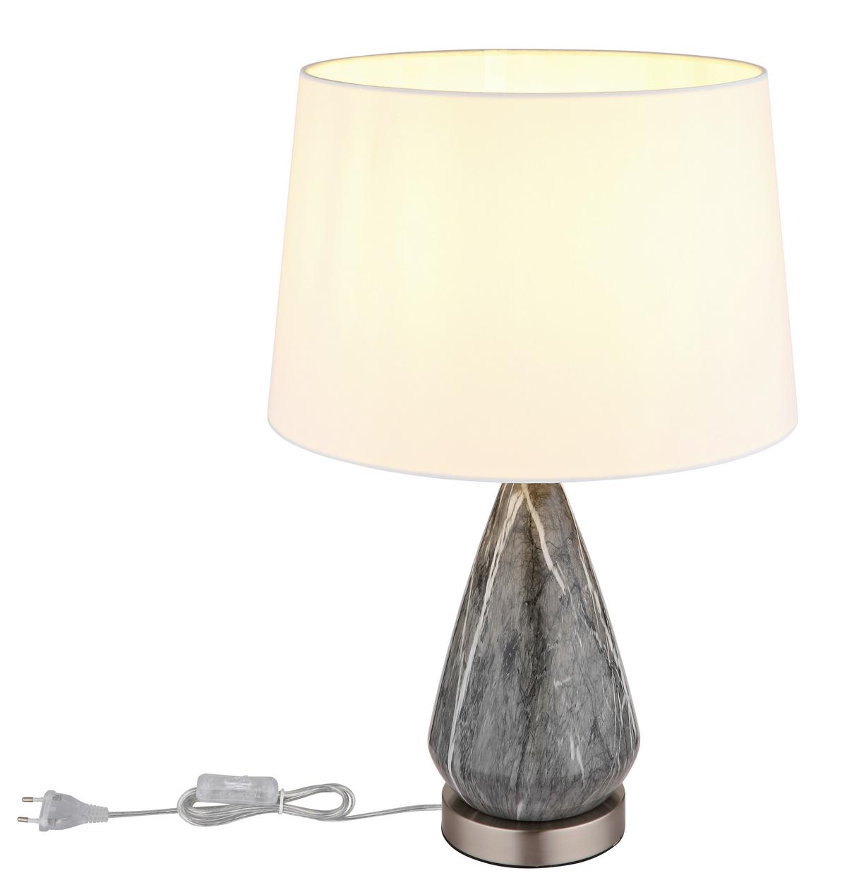 Namizna Svetilka 24147w Kisa - barve niklja/bela, Konvencionalno, kovina/tekstil (35/54cm) - Globo