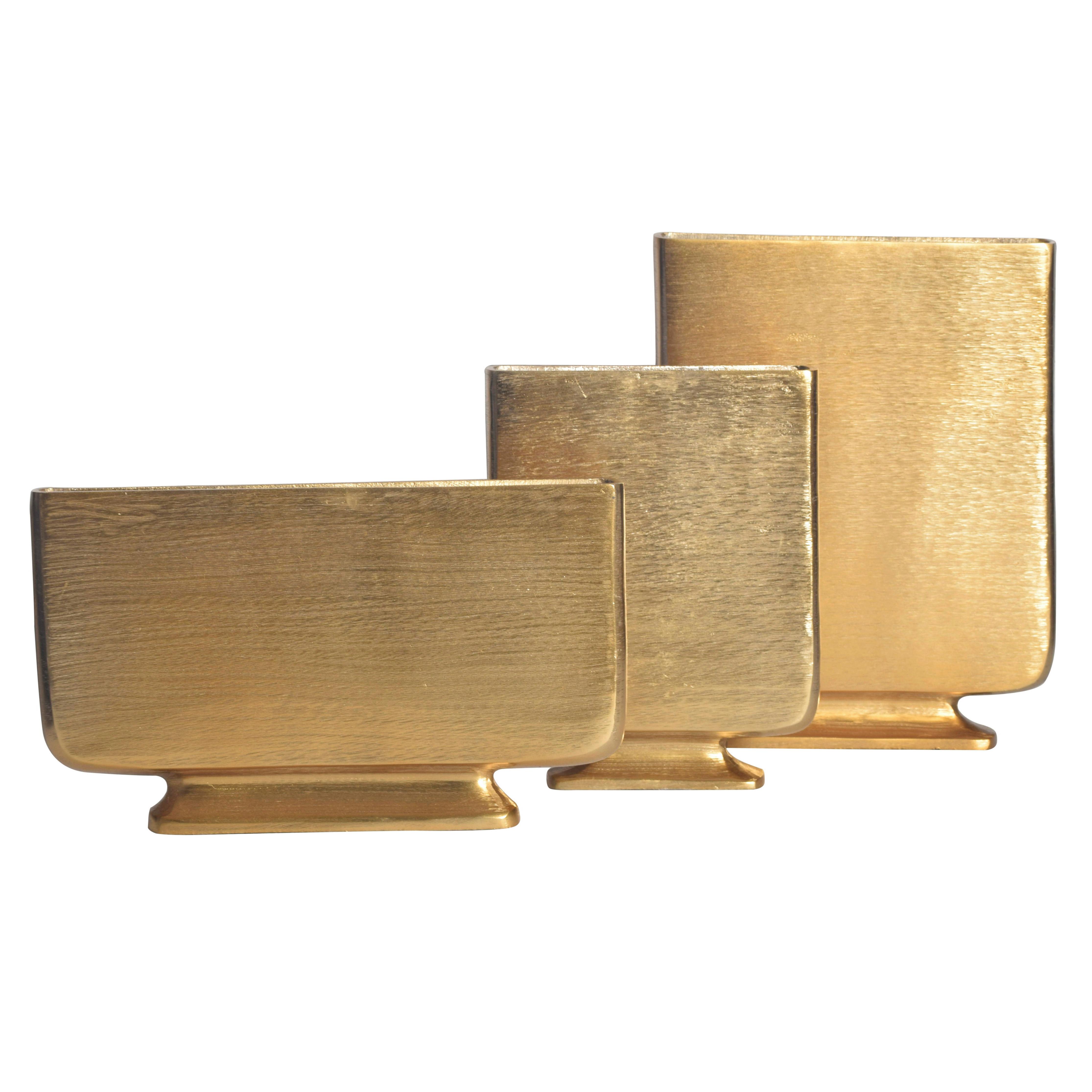 DEKOVASE DEKOVASE 3ER SET GOLD - Goldfarben, Design, Metall (26/33/4cm) - Livetastic