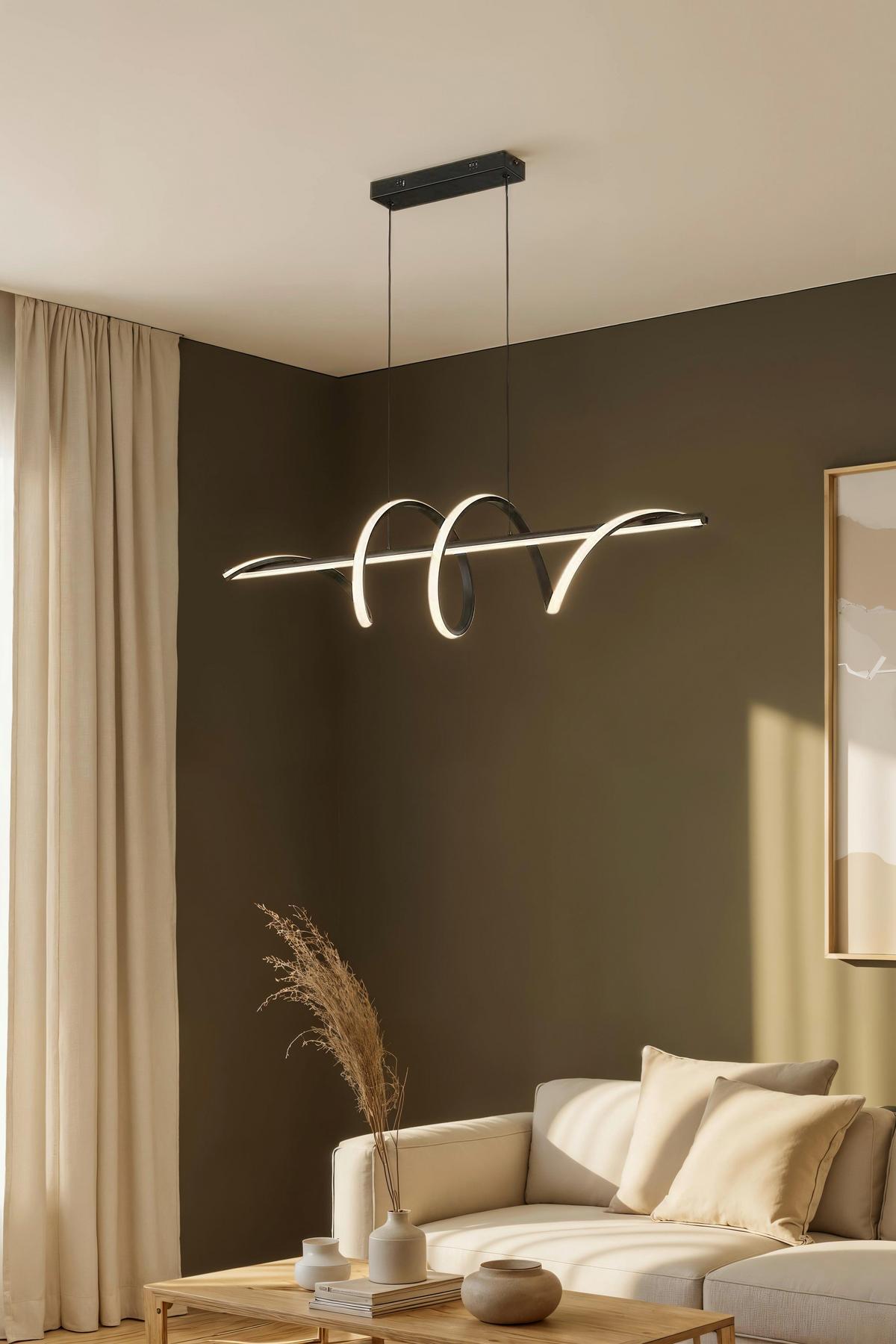 LAMPA WISZĄCA LED SEGIN *SBN* - czarny, Design, tworzywo sztuczne/metal (101/25/150cm) - Novel