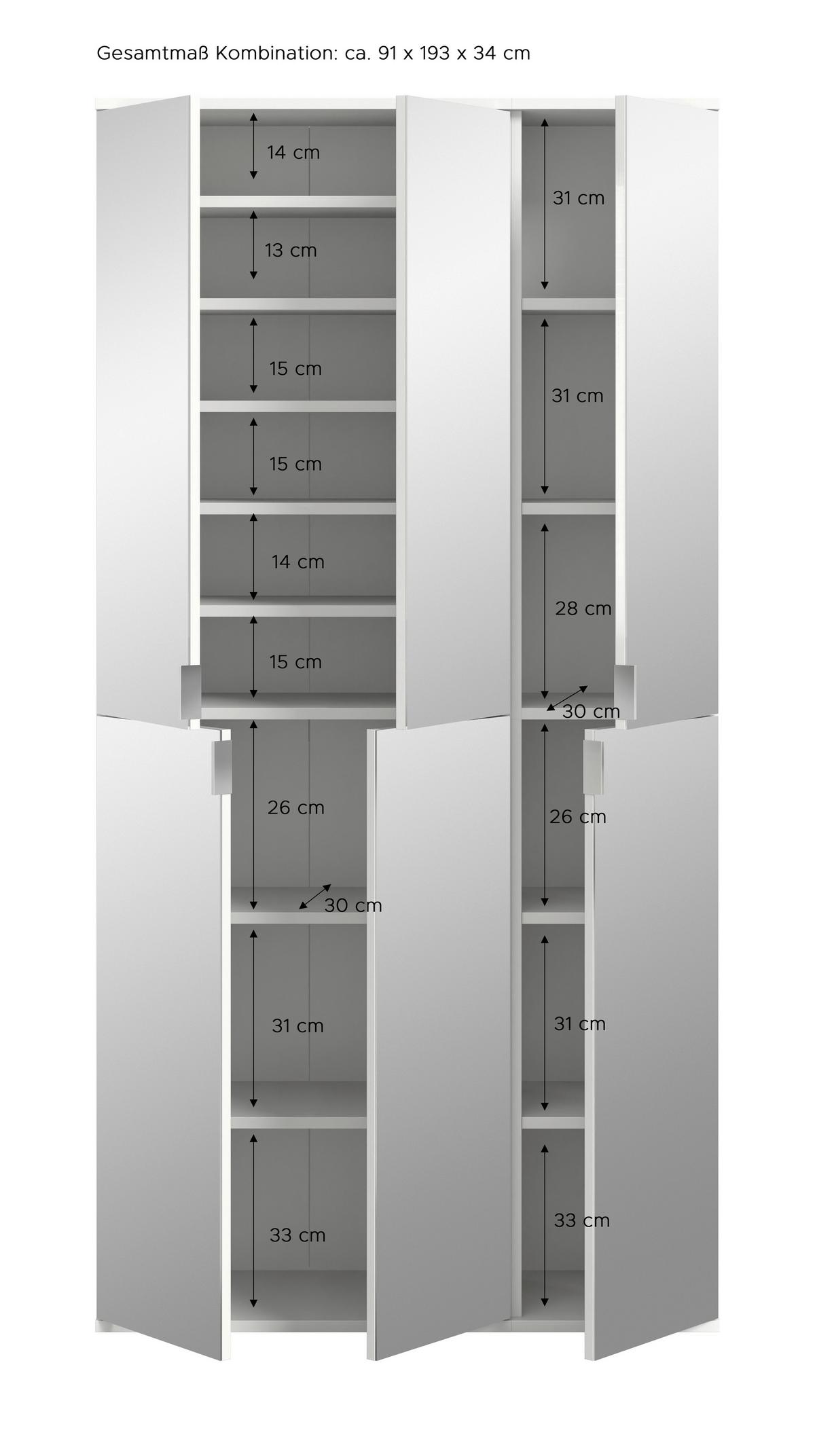 Gaderobenschrank Projekt X ca. 91x193 cm Eiche Artisan - Eichefarben/Grau, KONVENTIONELL, Glas/Holzwerkstoff (91/193/34cm) - MID.YOU