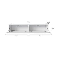 Lowboard D140 Weiss Hochglanz - Weiss Hochglanz/Weiss, Lifestyle, Holzwerkstoff/Kunststoff (140/30/33cm) - P & B