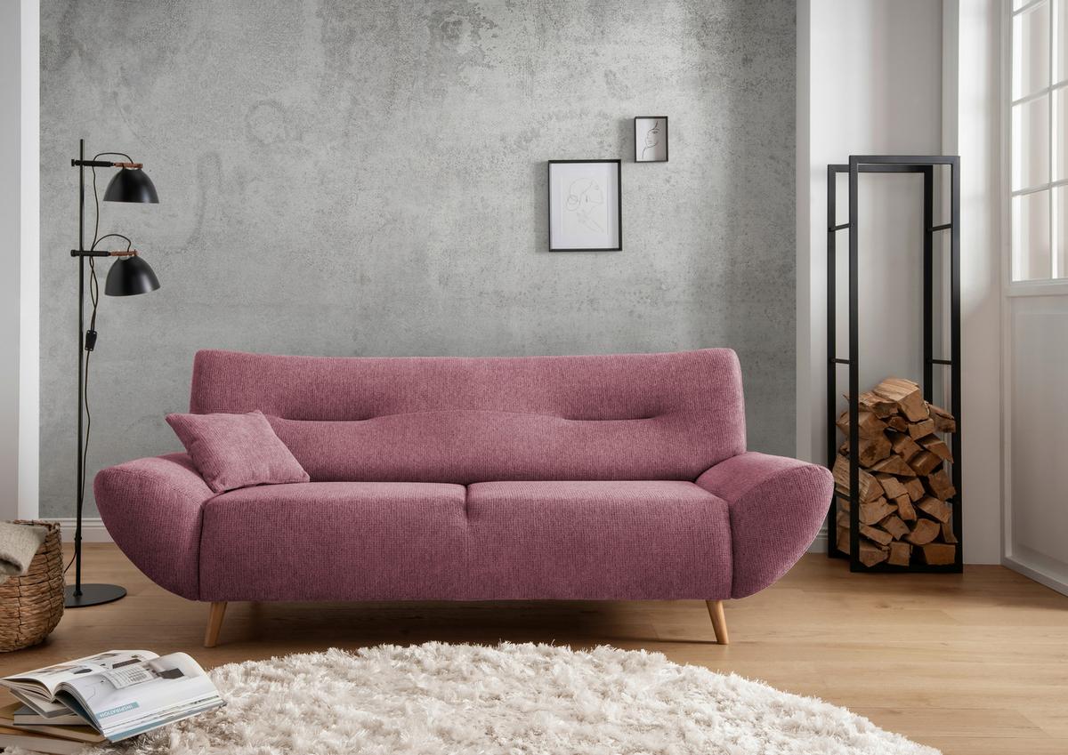 3-Sitzer-Sofa Drago Brombeere Chenille - Wildeiche/Brombeere, MODERN, Holz/Textil (205/81/90cm) - MID.YOU