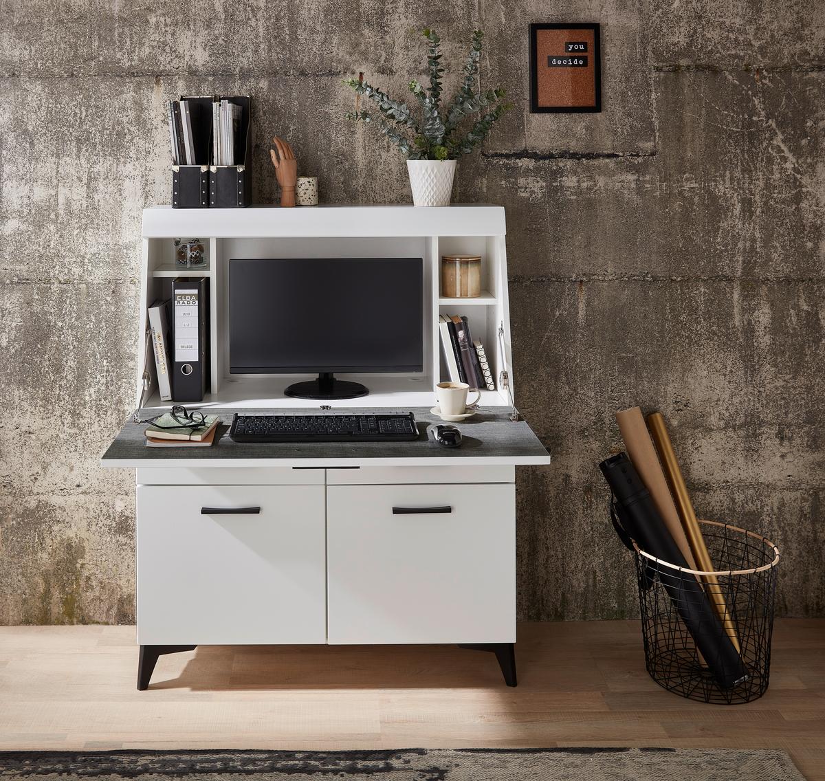 SEKRETARZYK SECRET - czarny/biały, Trend, materiał drewnopochodny/tworzywo sztuczne (98/124/42cm) - Carryhome