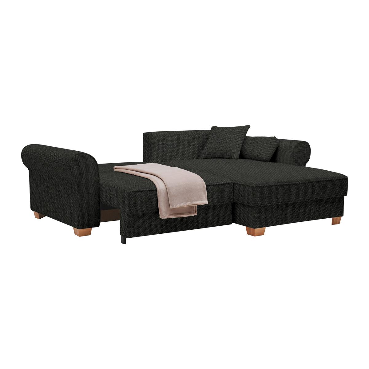 Wohnlandschaft Angelo Schwarz - Schwarz, MODERN, Holz/Holzwerkstoff (255/92/185cm) - Mömax