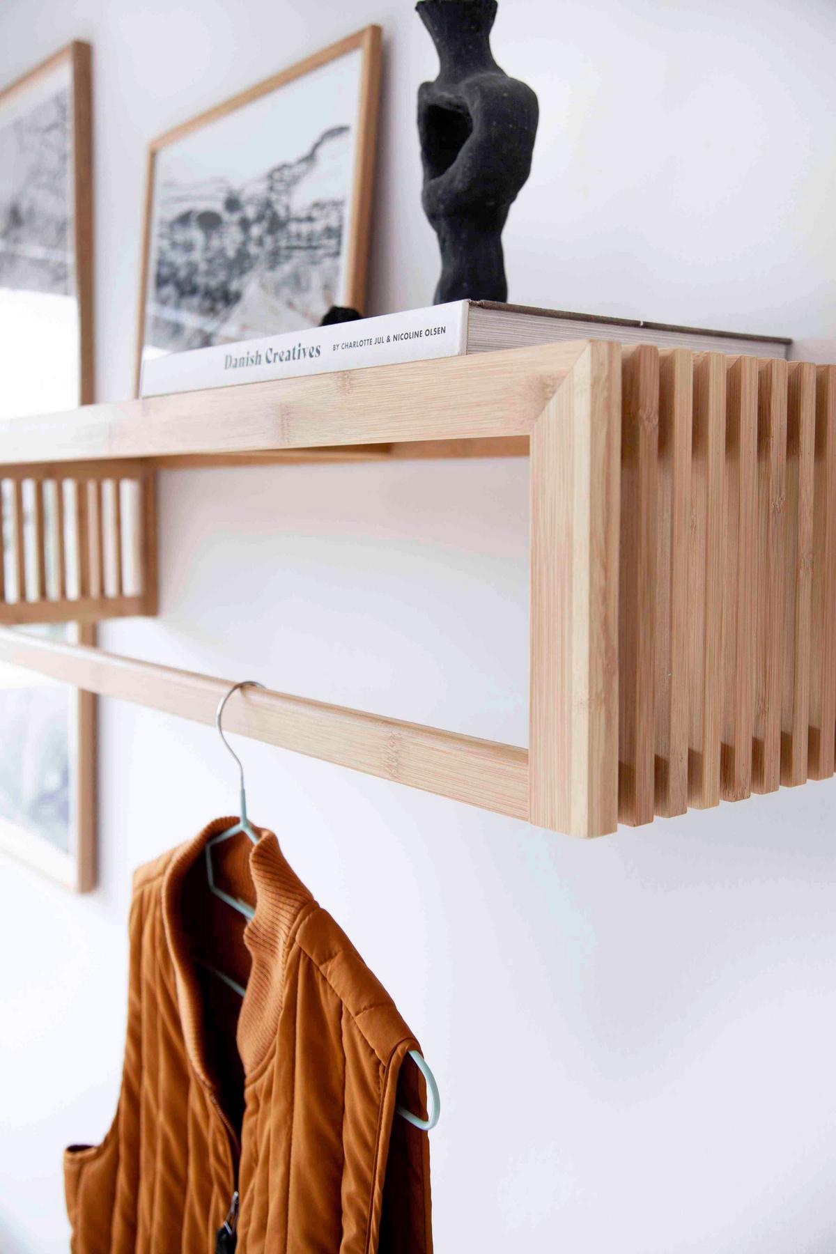 Wandgarderobe Rib Regal - Naturfarben, Design, Holz (94,5/20/27cm) - MID.YOU